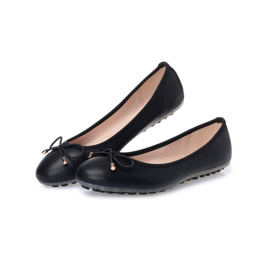 ROSELY Leather Ballerina Pumps In Wide Fit